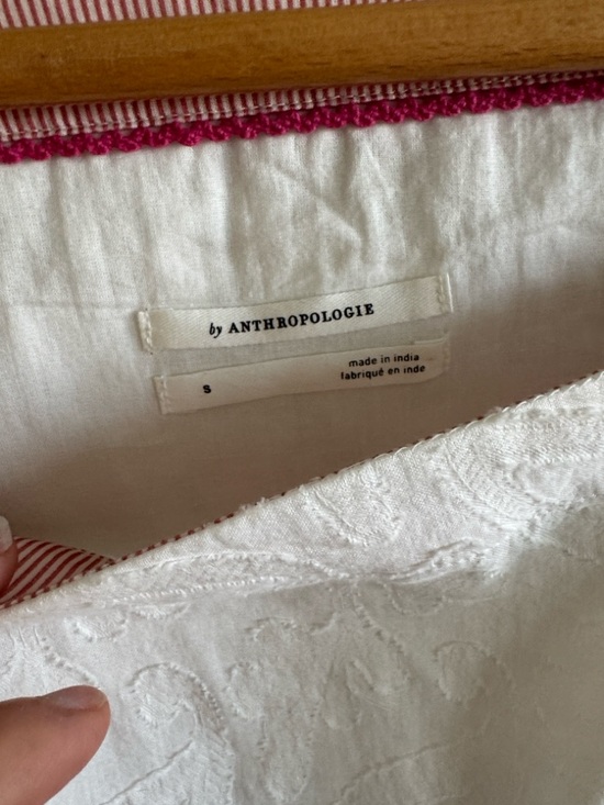 Anthropologie boho floral Embroidered Puff-Sleeve white Blouse top size S - Picture 7 of 8